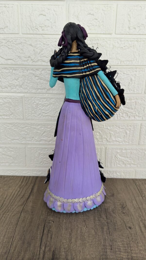 18” Catrina Michoacán Original Clay Handcrafted Frida Kahlo Doll  Day Of The Dead  Human Skeleton  Mexican Decorations  Sugar Skull - Image 6