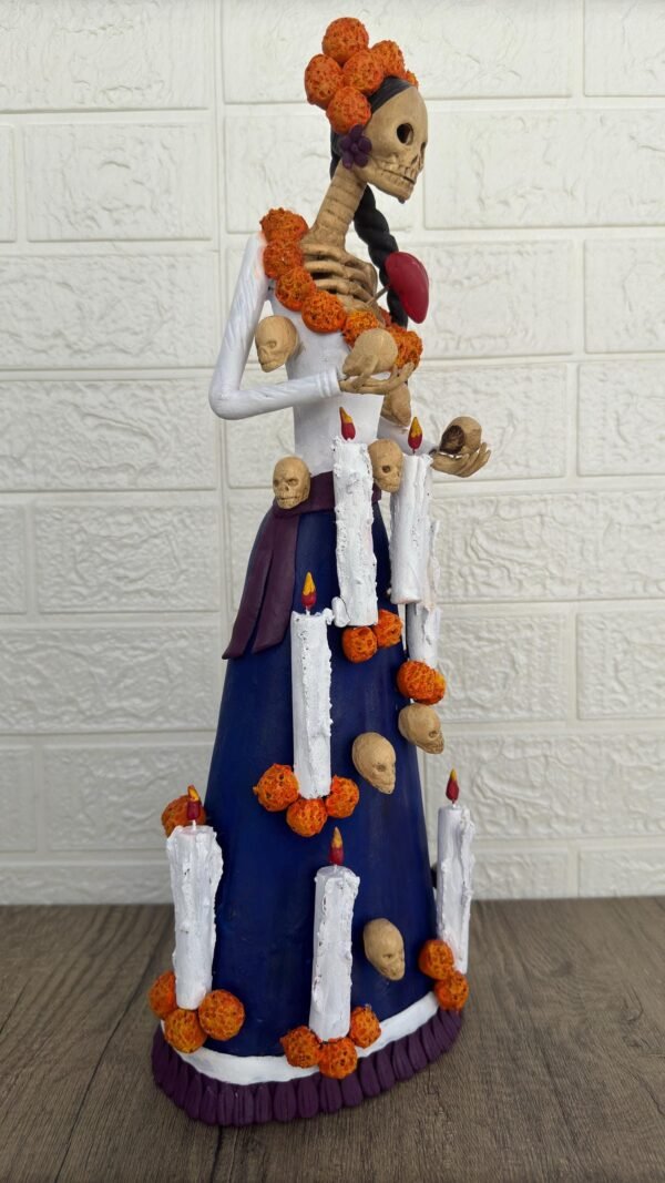 18” Catrina Michoacán Original Clay Handcrafted Frida Kahlo Doll  Day Of The Dead  Human Skeleton  Mexican Decorations  Sugar Skull - Image 4