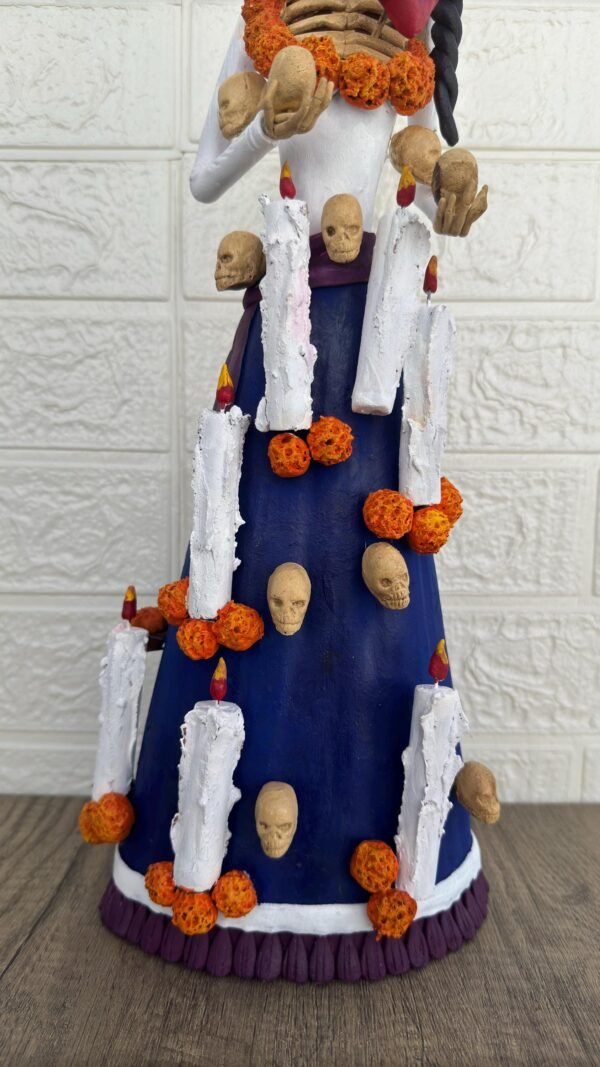 18” Catrina Michoacán Original Clay Handcrafted Frida Kahlo Doll  Day Of The Dead  Human Skeleton  Mexican Decorations  Sugar Skull - Image 5