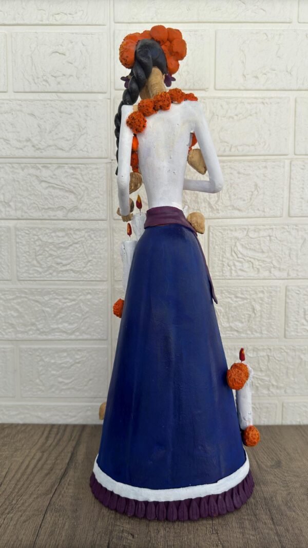 18” Catrina Michoacán Original Clay Handcrafted Frida Kahlo Doll  Day Of The Dead  Human Skeleton  Mexican Decorations  Sugar Skull - Image 6