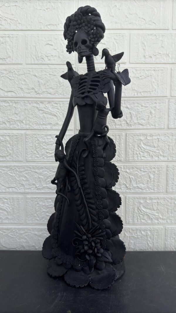18” Catrina Michoacán Original Clay Handcrafted Frida Kahlo Doll  Day Of The Dead  Human Skeleton  Mexican Decorations  Sugar Skull - Image 4