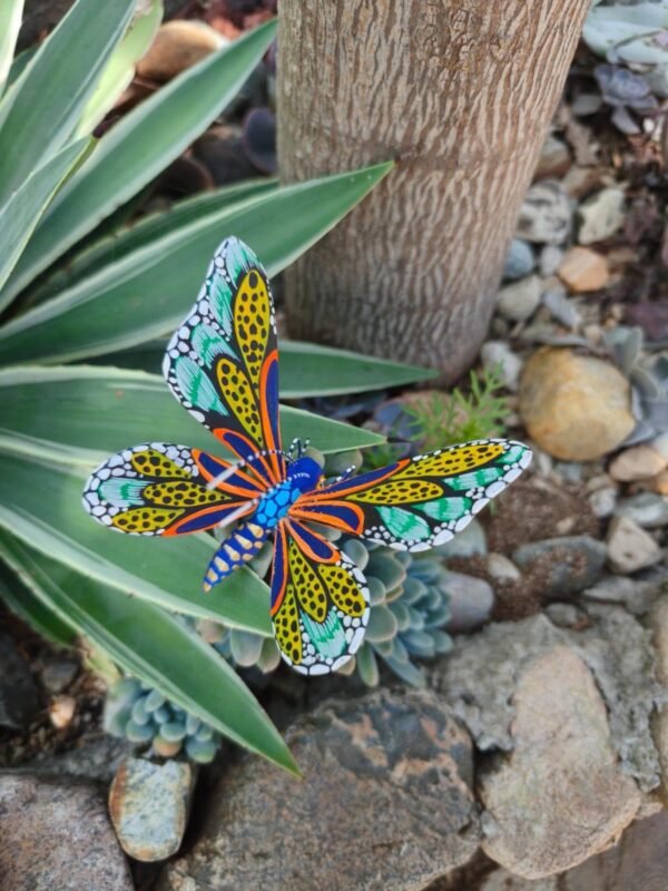 Butterflie Figurine Statue Oaxaca Mexican Folk Art Alebrije Sculpture, Wooden As Mexican Decoration, Made Of Wood And Carved By Hand - Image 3