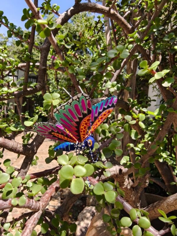 Butterflie Figurine Statue Oaxaca Mexican Folk Art Alebrije Sculpture, Wooden As Mexican Decoration, Made Of Wood And Carved By Hand - Image 3