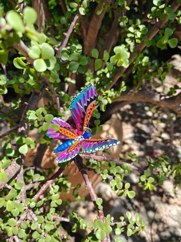 Butterflie Figurine Statue Oaxaca Mexican Folk Art Alebrije Sculpture, Wooden As Mexican Decoration, Made Of Wood And Carved By Hand - Image 4