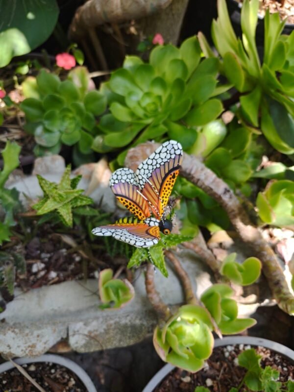 Butterflie Figurine Statue Oaxaca Mexican Folk Art Alebrije Sculpture, Wooden As Mexican Decoration, Made Of Wood And Carved By Hand - Image 3