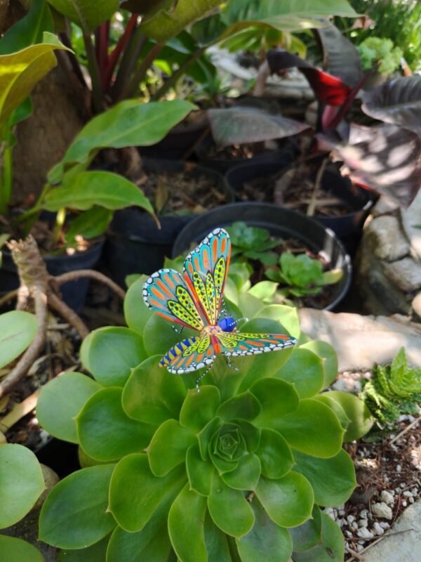 Butterflie Figurine Statue Oaxaca Mexican Folk Art Alebrije Sculpture, Wooden As Mexican Decoration, Made Of Wood And Carved By Hand - Image 3