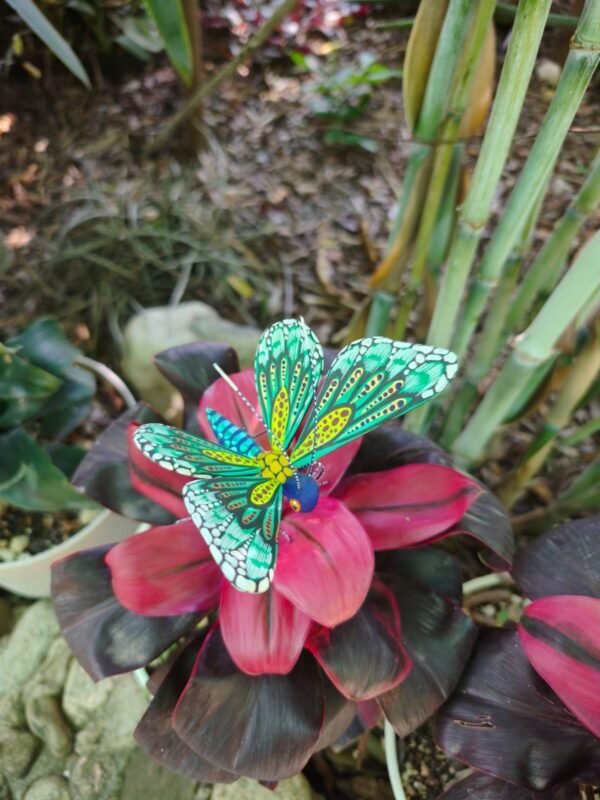 Butterflie Figurine Statue Oaxaca Mexican Folk Art Alebrije Sculpture, Wooden As Mexican Decoration, Made Of Wood And Carved By Hand - Image 3