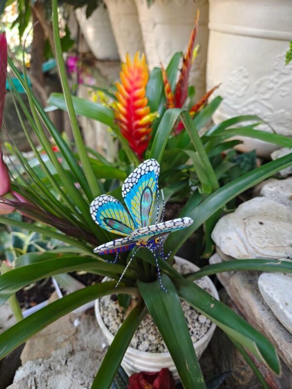 Butterflie Figurine Statue Oaxaca Mexican Folk Art Alebrije Sculpture, Wooden As Mexican Decoration, Made Of Wood And Carved By Hand - Image 3