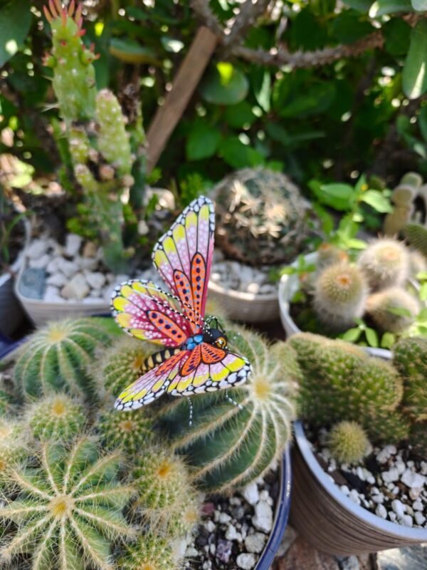 Butterflie Figurine Statue Oaxaca Mexican Folk Art Alebrije Sculpture, Wooden As Mexican Decoration, Made Of Wood And Carved By Hand - Image 3