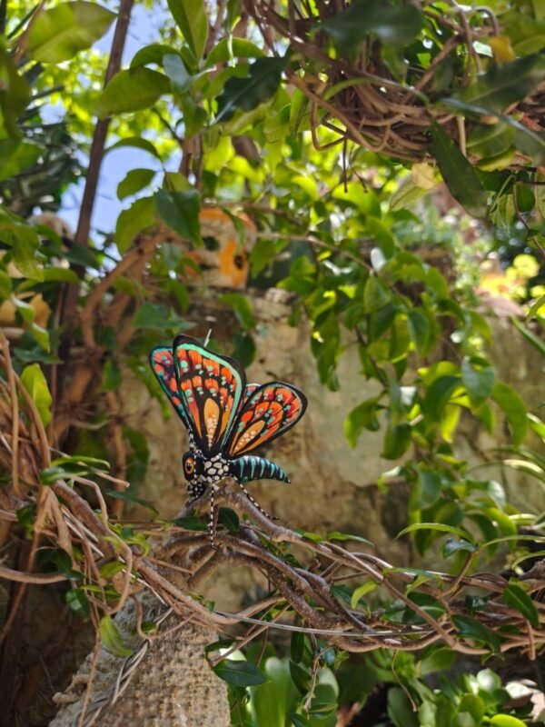 Butterflie Figurine Statue Oaxaca Mexican Folk Art Alebrije Sculpture, Wooden As Mexican Decoration, Made Of Wood And Carved By Hand - Image 3