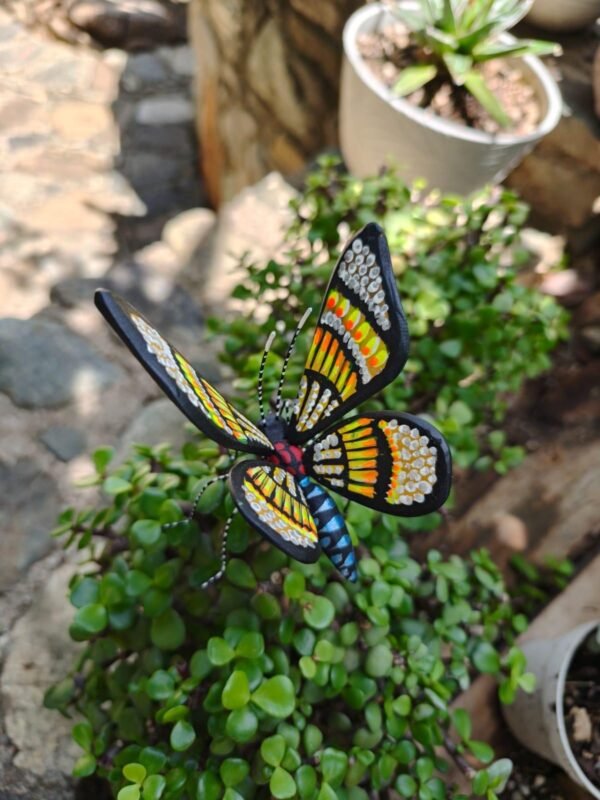 Butterflie Figurine Statue Oaxaca Mexican Folk Art Alebrije Sculpture, Wooden As Mexican Decoration, Made Of Wood And Carved By Hand - Image 3
