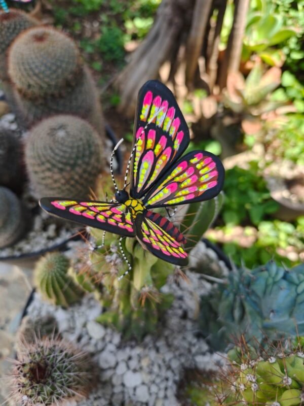 Butterflie Figurine Statue Oaxaca Mexican Folk Art Alebrije Sculpture, Wooden As Mexican Decoration, Made Of Wood And Carved By Hand - Image 3