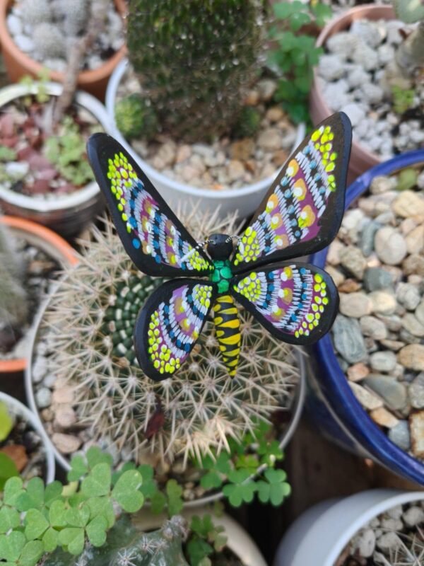 Butterflie Figurine Statue Oaxaca Mexican Folk Art Alebrije Sculpture, Wooden As Mexican Decoration, Made Of Wood And Carved By Hand - Image 3