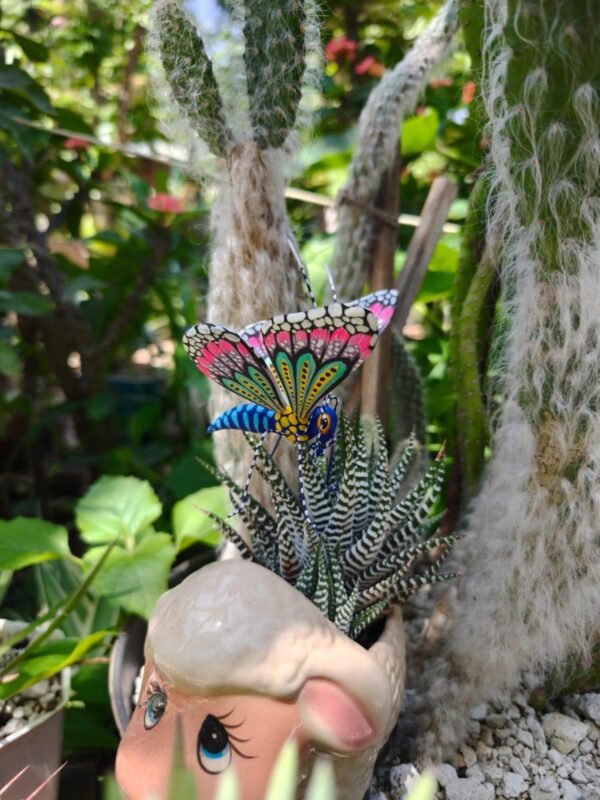 Butterflie Figurine Statue Oaxaca Mexican Folk Art Alebrije Sculpture, Wooden As Mexican Decoration, Made Of Wood And Carved By Hand - Image 3