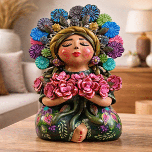 Pachamama Handmade Sculpture – Mexican Mother Earth Art, Colorful Clay Figurine, Spiritual Decor, Indigenous Folk Art, Home Decor Metepec