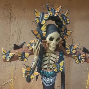 Catrina Skull Frida Kahlo Doll, Michoacan Mexico Made by Artisans Day of the dead, Human skeleton, Mexican decorations, Sugar skull 19.7”