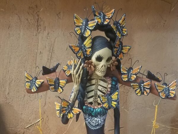 Catrina Skull Frida Kahlo Doll, Michoacan Mexico Made by Artisans Day of the dead, Human skeleton, Mexican decorations, Sugar skull 19.7”