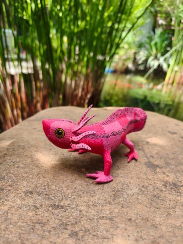 Axolotl Sculpture Mexican Folk Art Alebrije Figurine,Ajolote Wooden As Mexican Decoration Statue, Made Of Wood And Carved By Hand Ajolotito