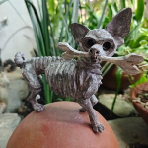 Skeletal/Bone Dog statue  Alebrije Sculpture, Wooden Chihuahua  Mexican  Pet Figure, Made Of Wood And Carved By Hand ASK FOR CUSTOMIZE
