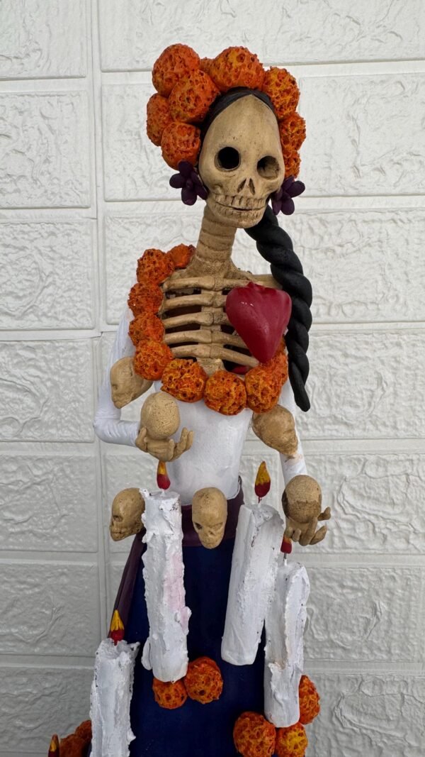 18” Catrina Michoacán Original Clay Handcrafted Frida Kahlo Doll  Day Of The Dead  Human Skeleton  Mexican Decorations  Sugar Skull - Image 2