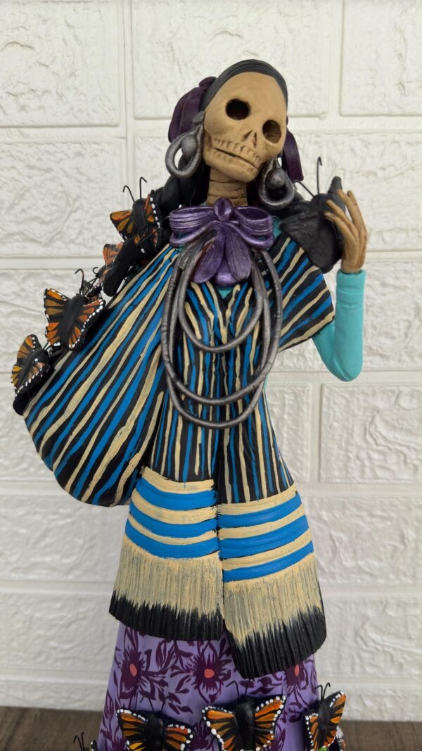 18” Catrina Michoacán Original Clay Handcrafted Frida Kahlo Doll  Day Of The Dead  Human Skeleton  Mexican Decorations  Sugar Skull - Image 2