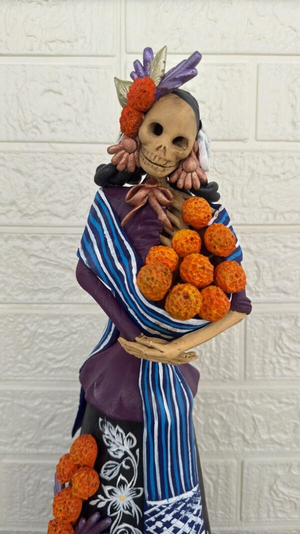 18” Catrina Michoacán Original Clay Handcrafted Frida Kahlo Doll  Day Of The Dead  Human Skeleton  Mexican Decorations  Sugar Skull - Image 2