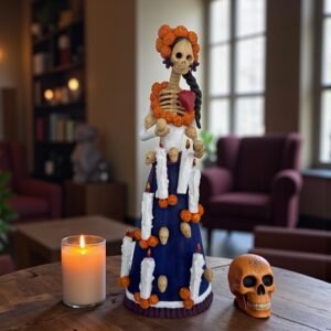 18” Catrina Michoacán Original Clay Handcrafted Frida Kahlo Doll  Day Of The Dead  Human Skeleton  Mexican Decorations  Sugar Skull