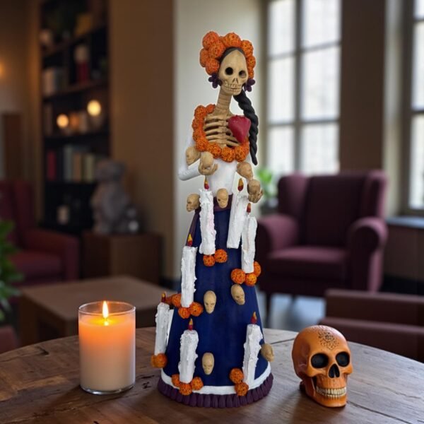 18” Catrina Michoacán Original Clay Handcrafted Frida Kahlo Doll  Day Of The Dead  Human Skeleton  Mexican Decorations  Sugar Skull