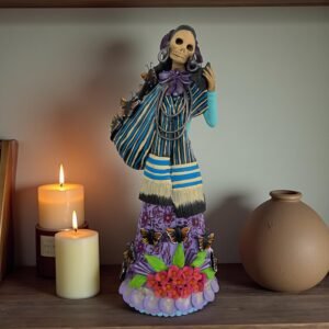 18” Catrina Michoacán Original Clay Handcrafted Frida Kahlo Doll  Day Of The Dead  Human Skeleton  Mexican Decorations  Sugar Skull