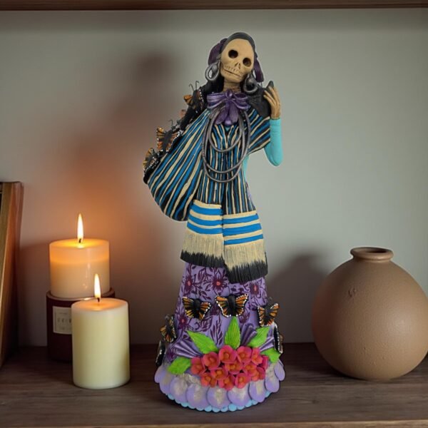 18” Catrina Michoacán Original Clay Handcrafted Frida Kahlo Doll  Day Of The Dead  Human Skeleton  Mexican Decorations  Sugar Skull