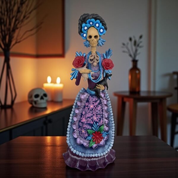 18” Catrina Michoacán Original Clay Handcrafted Frida Kahlo Doll  Day Of The Dead  Human Skeleton  Mexican Decorations  Sugar Skull