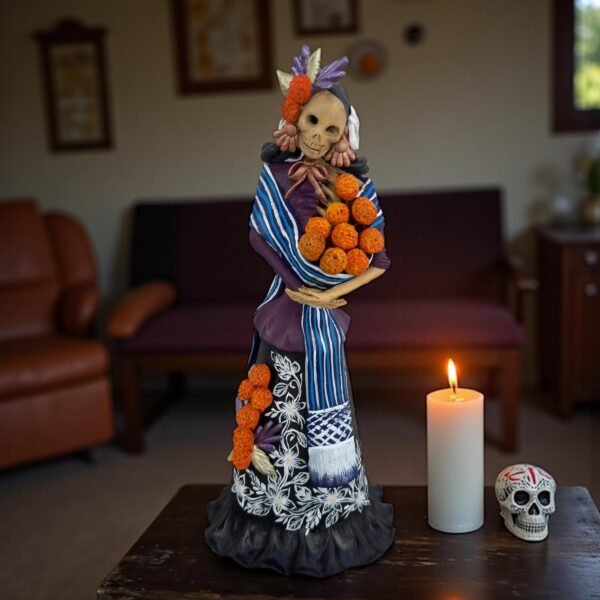 18” Catrina Michoacán Original Clay Handcrafted Frida Kahlo Doll  Day Of The Dead  Human Skeleton  Mexican Decorations  Sugar Skull