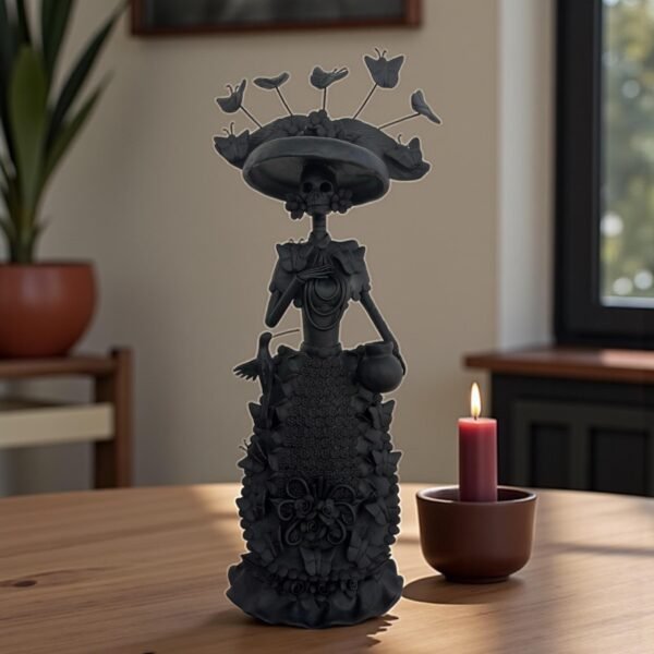 18” Catrina Michoacán Original Clay Handcrafted Frida Kahlo Doll  Day Of The Dead  Human Skeleton  Mexican Decorations  Sugar Skull