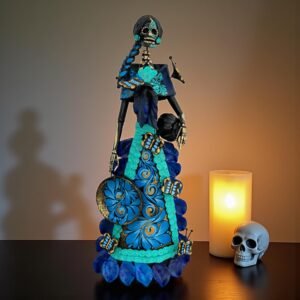 Catrina Skull Frida Kahlo Doll  Michoacan Mexico Made by Artisans Day Of The Dead  Human Skeleton  Mexican Decorations  Sugar Skull 13.8” T