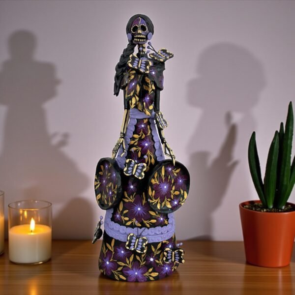 Catrina Skull Frida Kahlo Doll  Michoacan Mexico Made by Artisans Day Of The Dead  Human Skeleton  Mexican Decorations  Sugar Skull 13.8” T