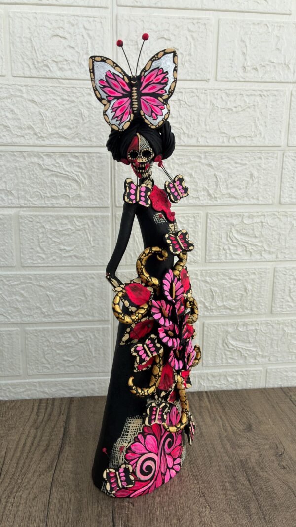 Catrina Skull Frida Kahlo Doll  Michoacan Mexico Made by Artisans Day Of The Dead  Human Skeleton  Mexican Decorations  Sugar Skull 13.8” T - Image 2