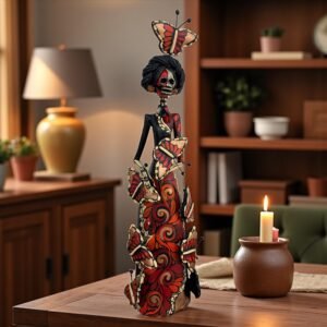 Catrina Skull Frida Kahlo Doll  Michoacan Mexico Made by Artisans Day Of The Dead  Human Skeleton  Mexican Decorations  Sugar Skull 13.8” T