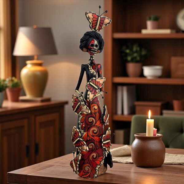 Catrina Skull Frida Kahlo Doll  Michoacan Mexico Made by Artisans Day Of The Dead  Human Skeleton  Mexican Decorations  Sugar Skull 13.8” T