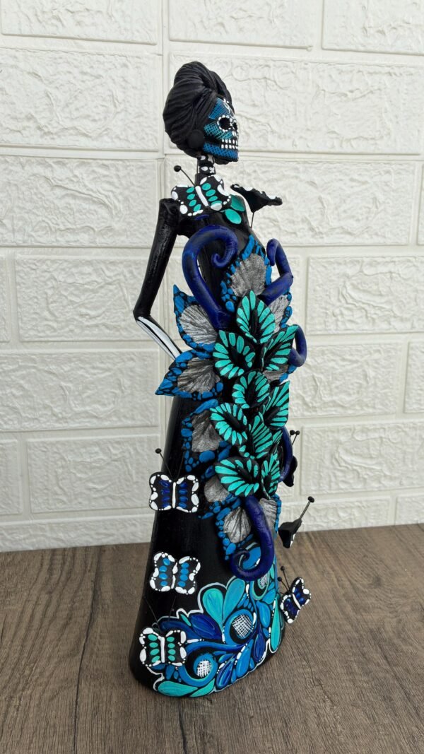 Catrina Skull Frida Kahlo Doll  Michoacan Mexico Made by Artisans Day Of The Dead  Human Skeleton  Mexican Decorations  Sugar Skull 13.8” T - Image 2