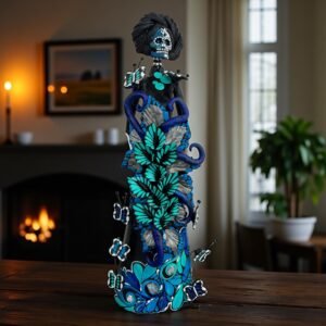 Catrina Skull Frida Kahlo Doll  Michoacan Mexico Made by Artisans Day Of The Dead  Human Skeleton  Mexican Decorations  Sugar Skull 13.8” T