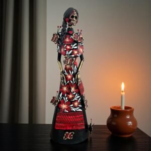 Catrina Skull Frida Kahlo Doll  Michoacan Mexico Made by Artisans Day Of The Dead  Human Skeleton  Mexican Decorations  Sugar Skull 13.8” T