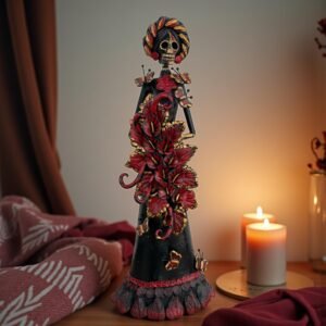 Catrina Skull Frida Kahlo Doll  Michoacan Mexico Made by Artisans Day Of The Dead  Human Skeleton  Mexican Decorations  Sugar Skull 19.7” T