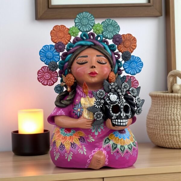Pachamama Handmade Sculpture – Mexican Mother Earth Art, Colorful Clay Figurine, Spiritual Decor, Indigenous Folk Art, Home Decor Metepec