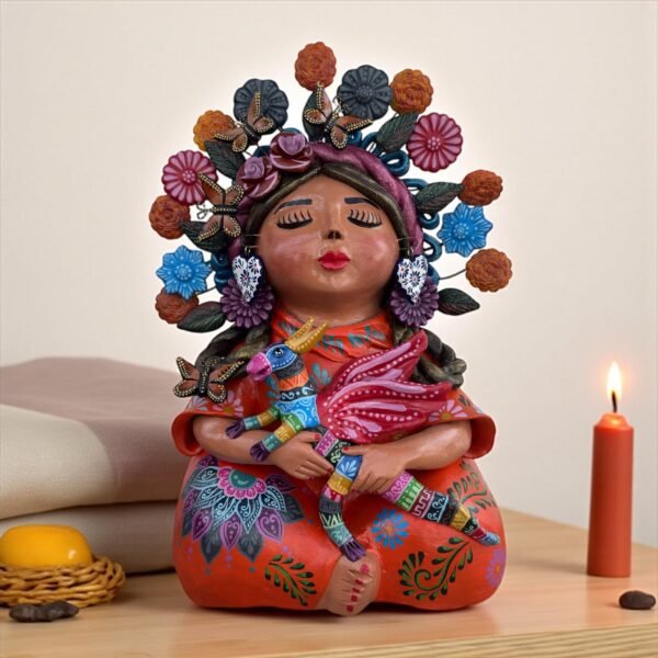 Pachamama Handmade Sculpture – Mexican Mother Earth Art, Colorful Clay Figurine, Spiritual Decor, Indigenous Folk Art, Home Decor Metepec