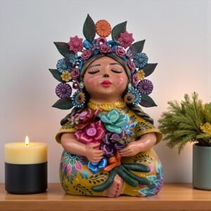 Pachamama Handmade Sculpture – Mexican Mother Earth Art, Colorful Clay Figurine, Spiritual Decor, Indigenous Folk Art, Home Decor Metepec
