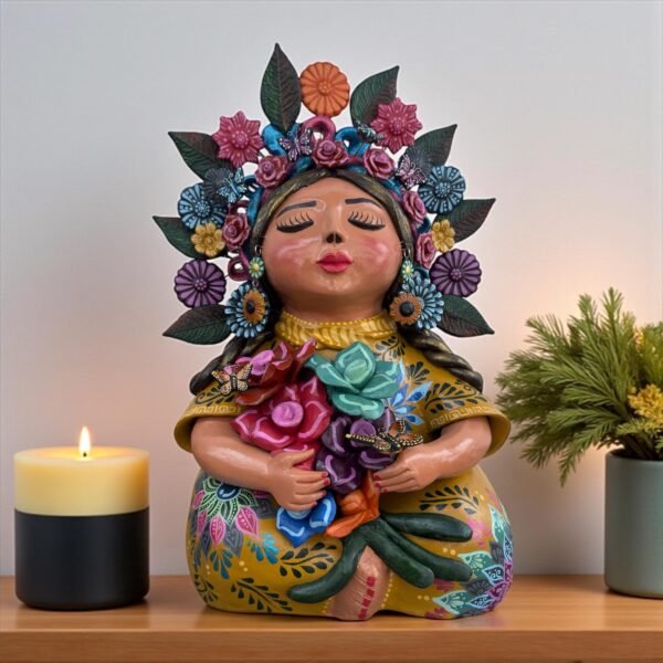 Pachamama Handmade Sculpture – Mexican Mother Earth Art, Colorful Clay Figurine, Spiritual Decor, Indigenous Folk Art, Home Decor Metepec