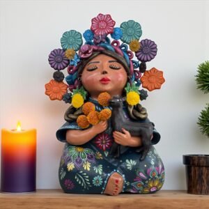 Pachamama Handmade Sculpture – Mexican Mother Earth Art, Colorful Clay Figurine, Spiritual Decor, Indigenous Folk Art, Home Decor Metepec