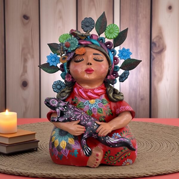 Pachamama Handmade Sculpture – Mexican Mother Earth Art, Colorful Clay Figurine, Spiritual Decor, Indigenous Folk Art, Home Decor Metepec