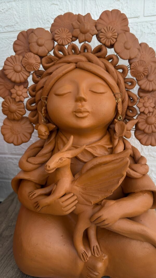 Pachamama Handmade Sculpture – Mexican Mother Earth Art, Colorful Clay Figurine, Spiritual Decor, Indigenous Folk Art, Home Decor Metepec - Image 2