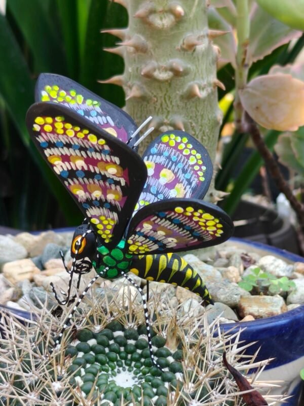 Butterflie Figurine Statue Oaxaca Mexican Folk Art Alebrije Sculpture, Wooden As Mexican Decoration, Made Of Wood And Carved By Hand